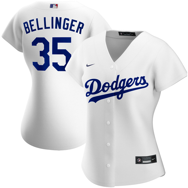 2020 MLB Women Los Angeles Dodgers Cody Bellinger Nike White Home 2020 Replica Player Jersey 1